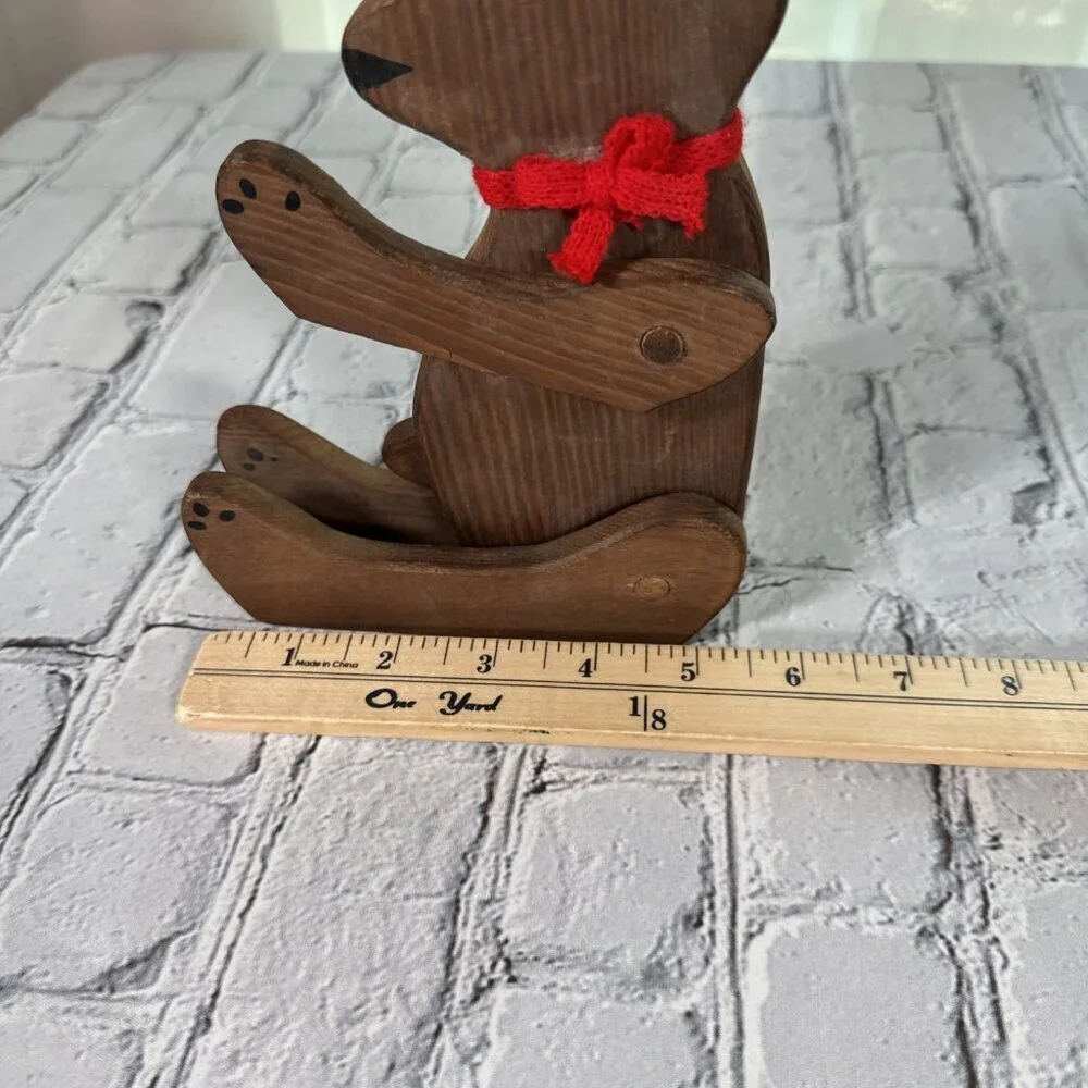 Wooden Bear Figurine Midwest Wooden Movable Limbs Teddy Bear 12” Vintage 80s